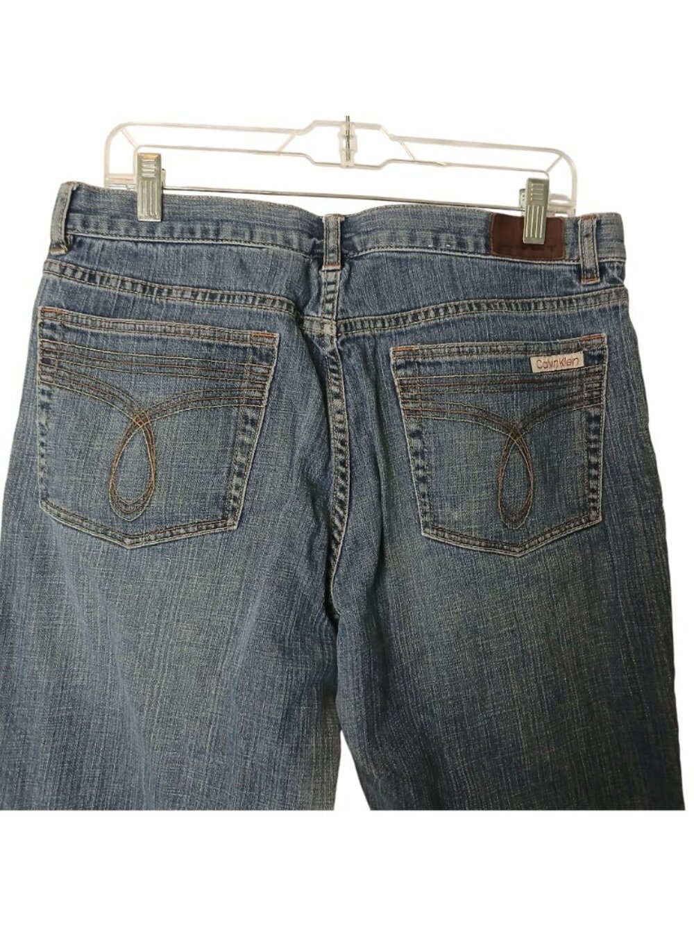 Calvin Klein Womens Flare Jeans Size 12 Blue Denim 99% Cotton Vintage Style #Q16 - Picture 7 of 9